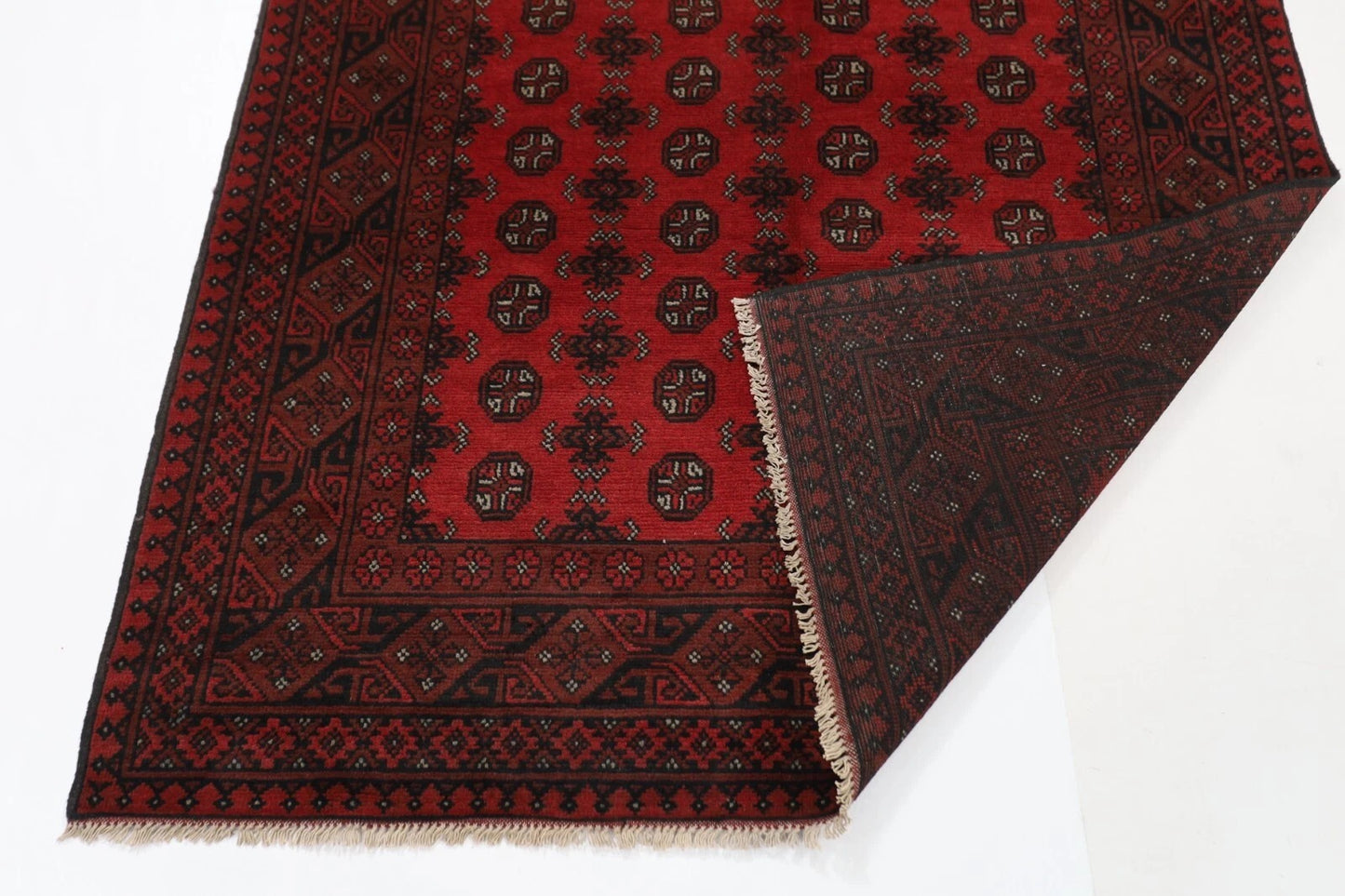 159 x 234 cm | Akja Bokhara Afghan Tribal Hand Knotted Veg Dye Wool Carpet