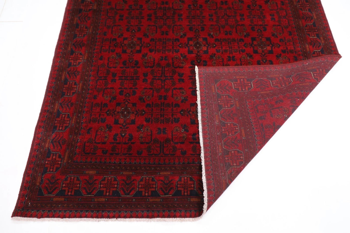 171 x 238 cm | Bokhara Afghan Tribal Hand Knotted Veg Dye Wool Carpet
