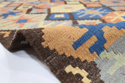 152 x 205 cm | Flat Weave Afghan Tribal Hand Knotted Veg Dye Wool Kilim