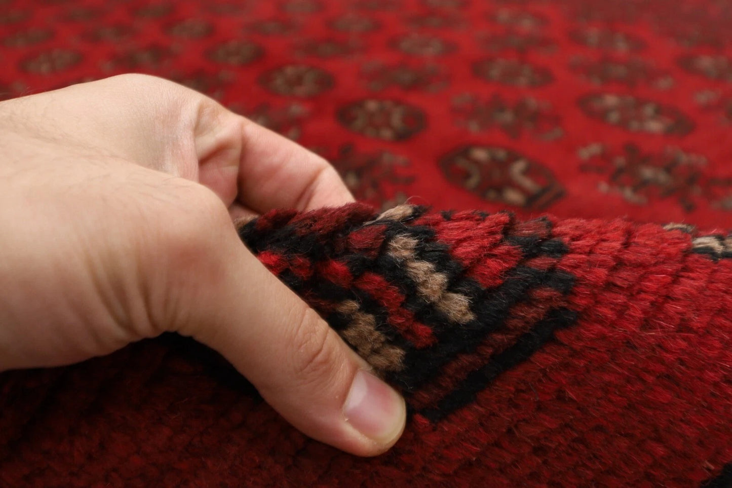 194 x 287 cm | Akja Bokhara Afghan Tribal Hand Knotted Carpet