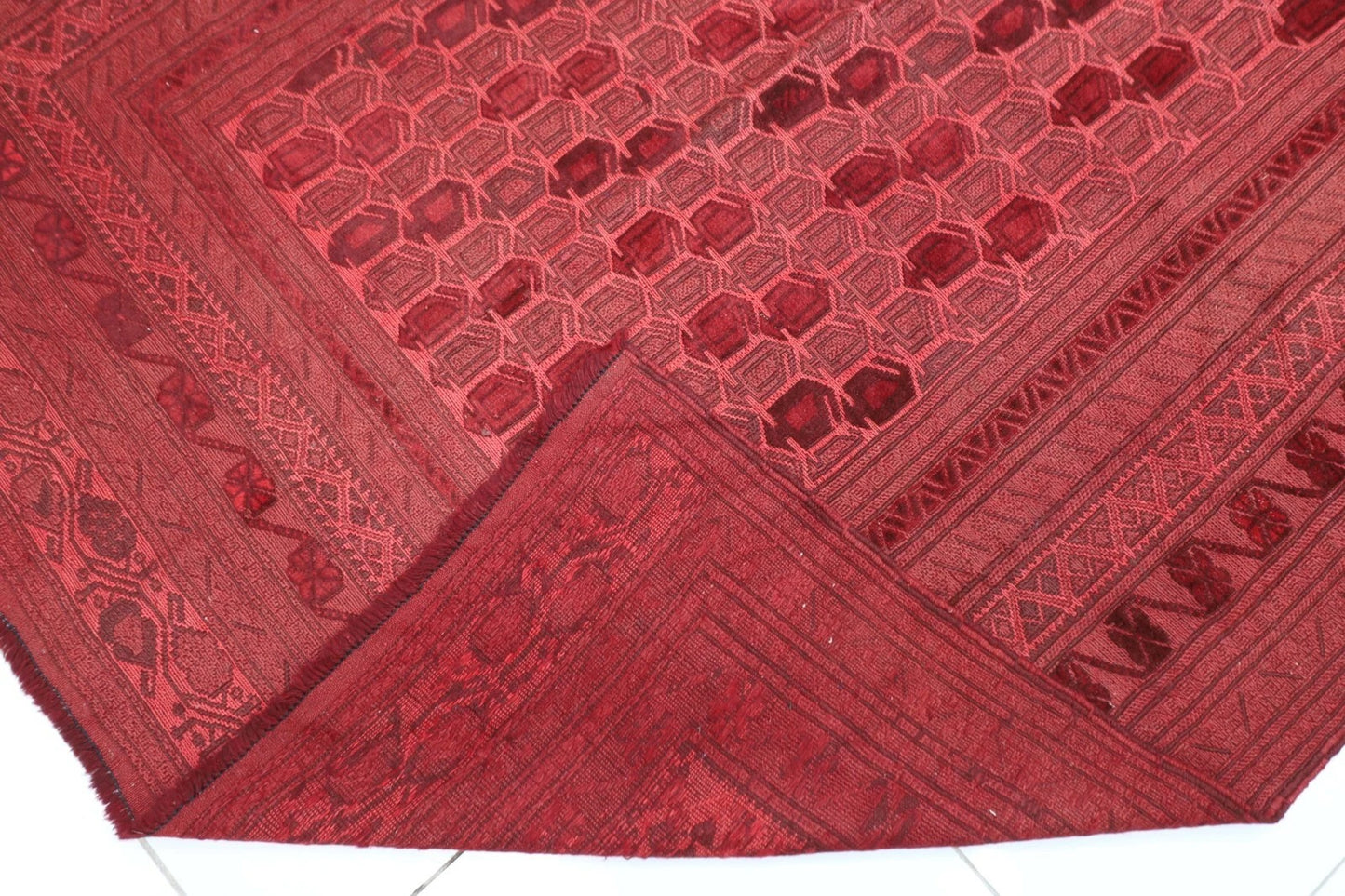 185 x 246 cm | Over Dye Afghan Tribal Hand Knotted Veg Dye Wool Carpet