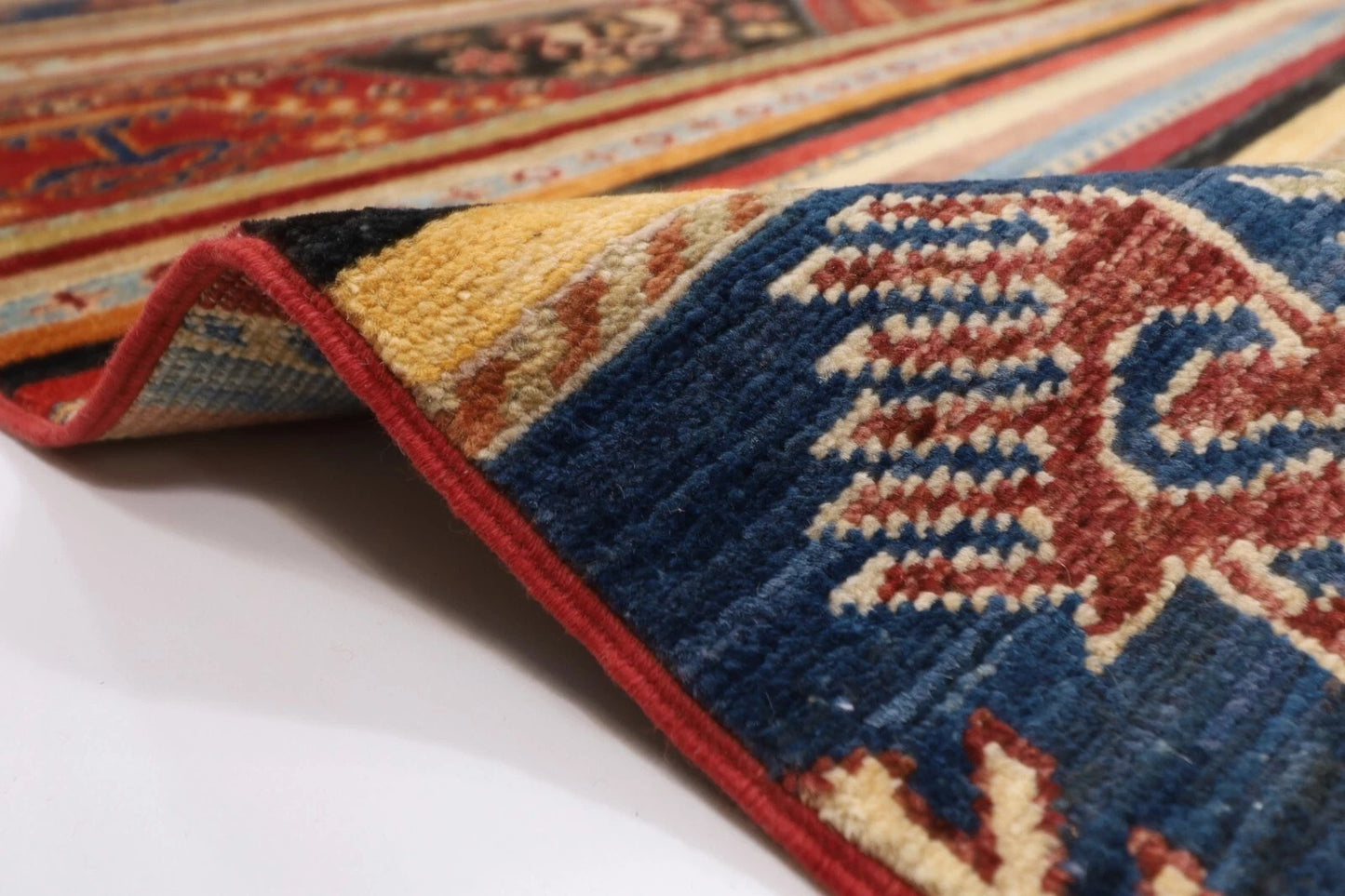 204 x 294 cm | Striped Afghan Tribal Hand Knotted Carpet