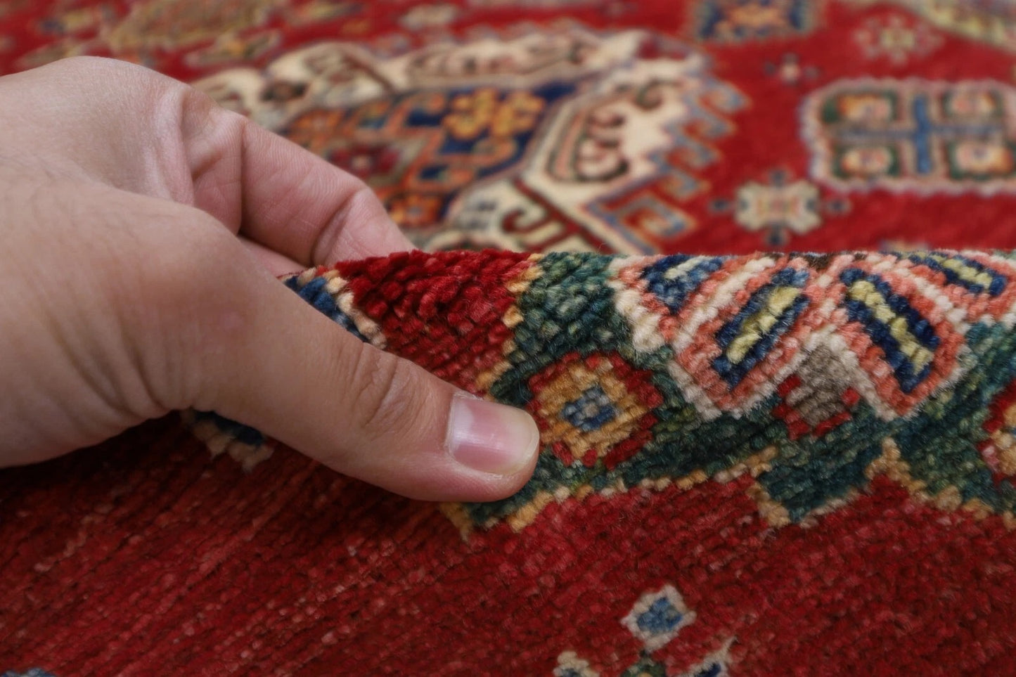 150 x 224 cm | Kazak Afghan Tribal Hand Knotted Veg Dye Wool Carpet