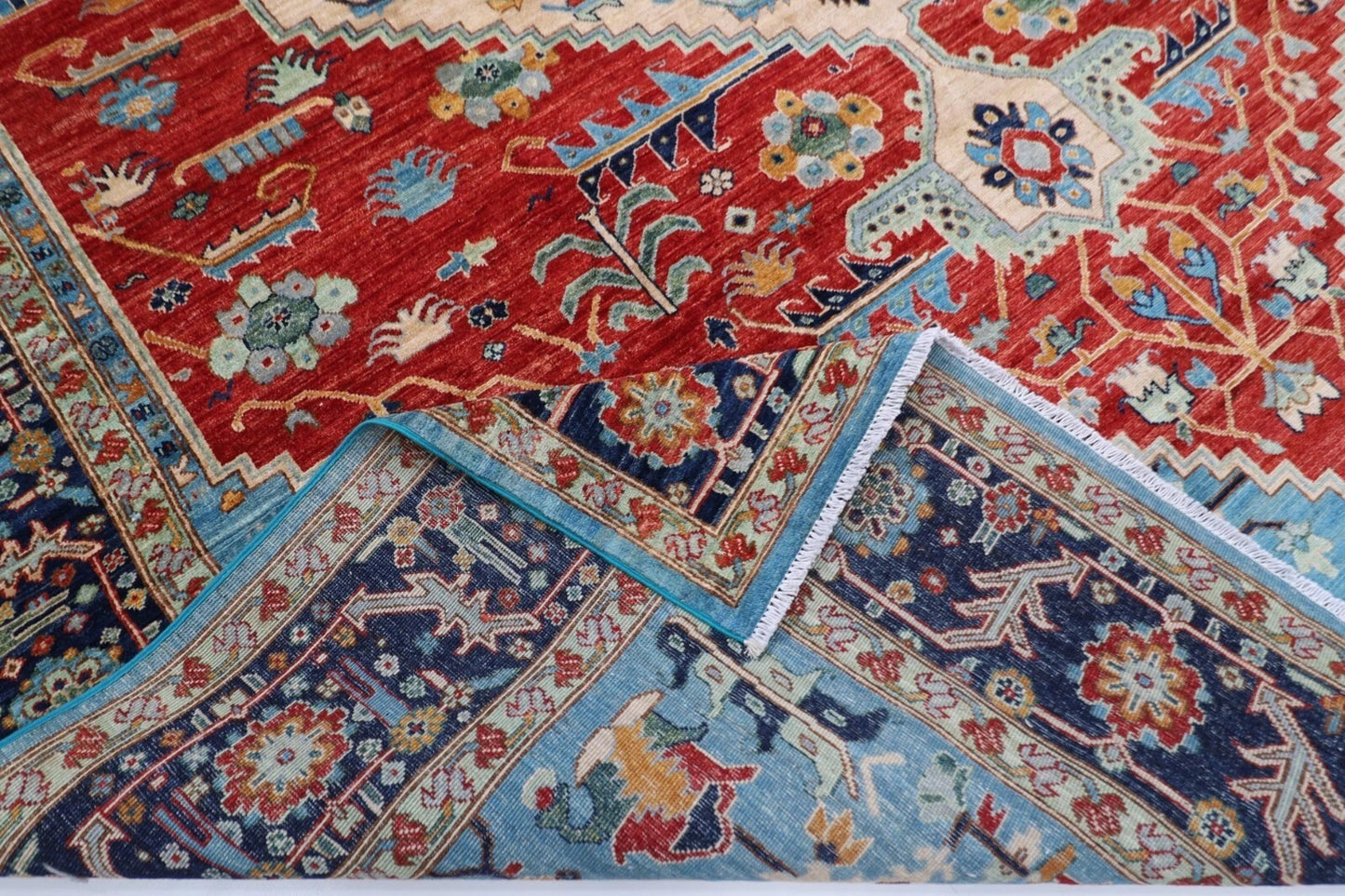 277 x 363 cm | Serapi Afghan Tribal Hand Knotted Carpet
