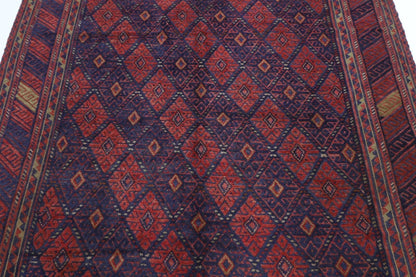 195 x 282 cm | Barjesta Red Flat Weaved Afghan Tribal Hand Knotted Carpet Kilim
