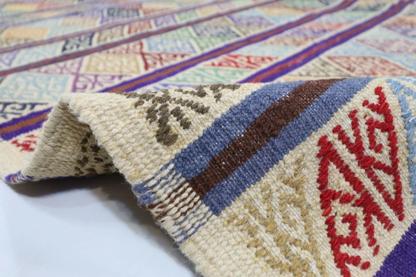 195 x 299 cm | Flat weaved Afghan Tribal Hand Knotted Carpet
