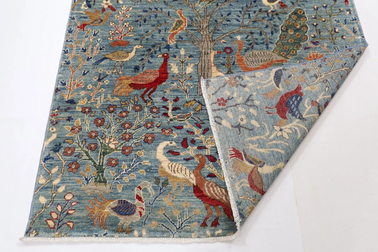 152 x 208 cm | Birds Afghan Tribal Hand Knotted Veg Dye Wool carpet