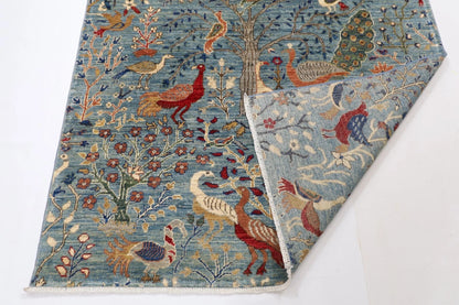 152 x 208 cm | Birds Afghan Tribal Hand Knotted Veg Dye Wool carpet