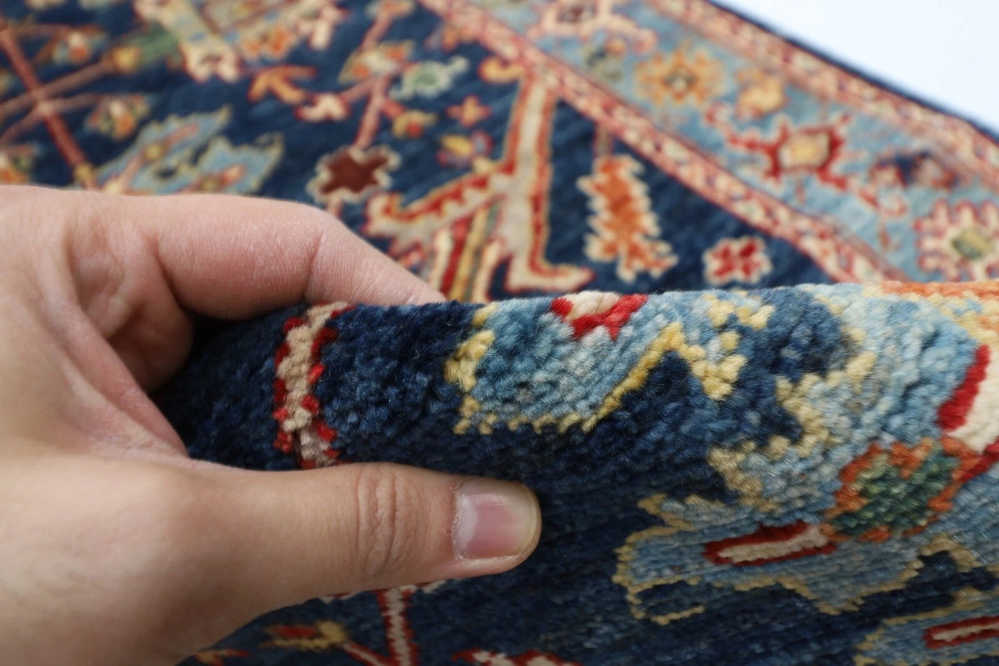 92 x 353 cm | Navy Afghan Tribal Hand Knotted Wool Runner