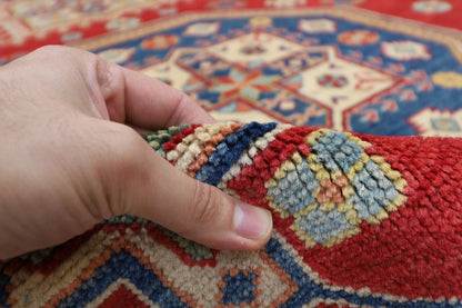 203 x 280 cm | Kazak Afghan Tribal Hand Knotted Carpet