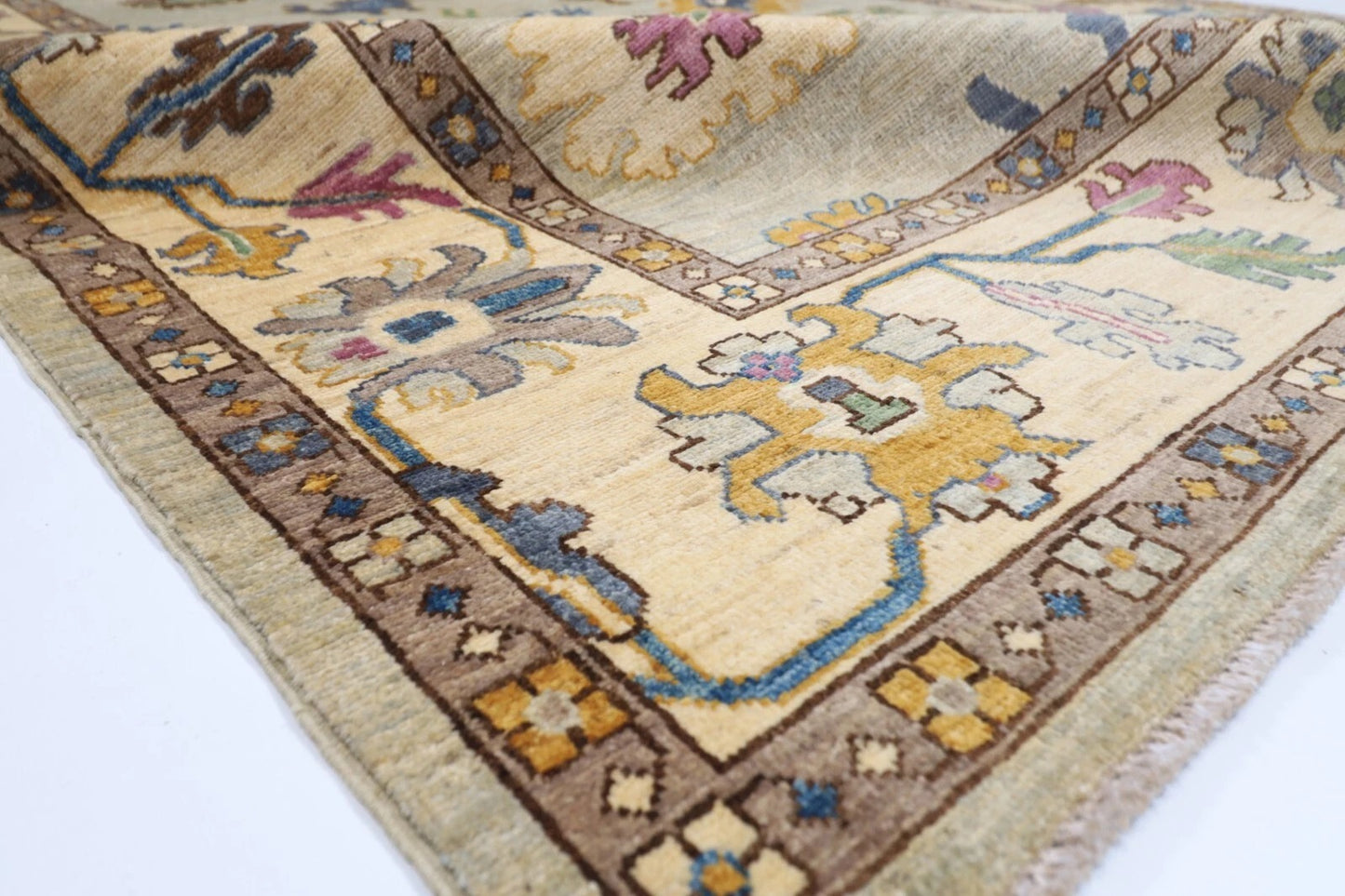 183 x 269 cm | Oushak Gray Afghan Tribal Hand Knotted Veg Dye Wool Carpet
