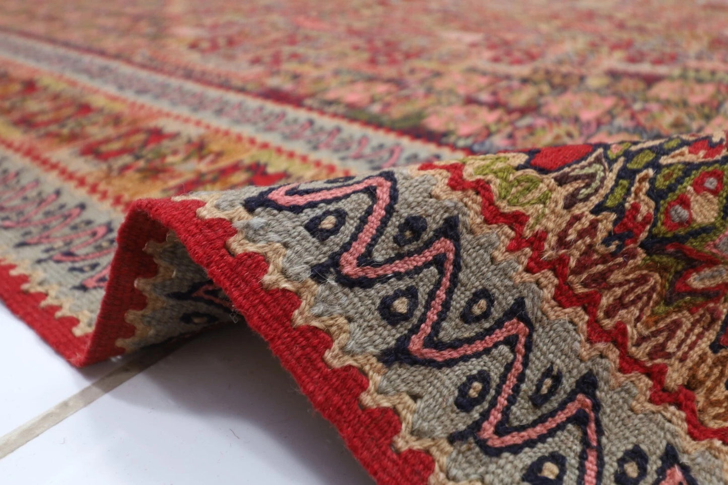 205 x 293 cm | Sumak Flat Weaved Kilim Afghan Tribal Hand Knotted Carpet