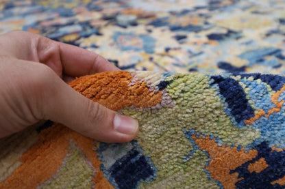 195 x 303 cm | Abstract Silk / Wool Afghan Tribal Hand Knotted Carpet