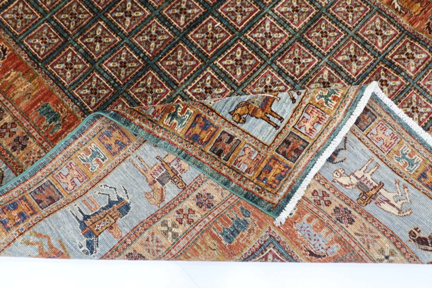 171 x 231 cm | Pazyryk Afghan Tribal Hand Knotted Veg Dye Wool Carpet