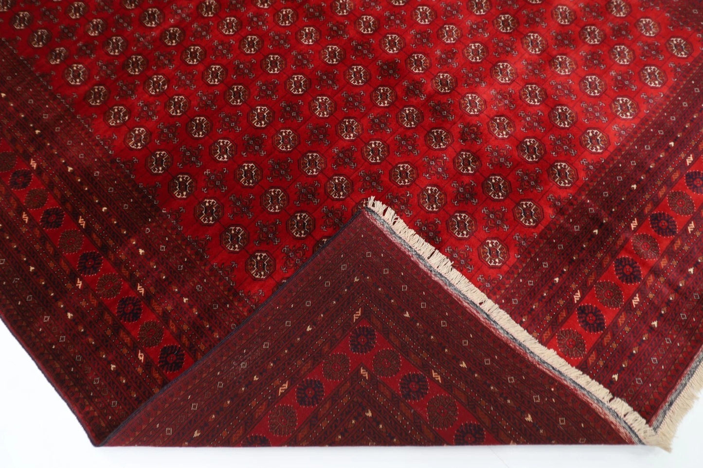 200 x 288 cm | Fine Mori Bokhara Afghan Tribal Hand Knotted Carpet