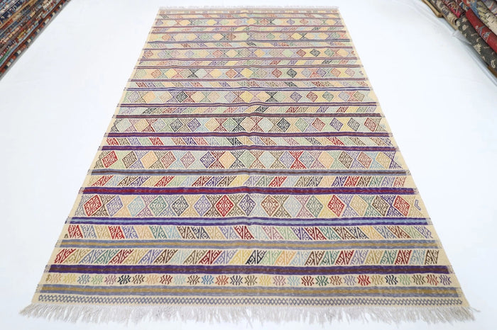195 x 299 cm | Flat weaved Afghan Tribal Hand Knotted Carpet
