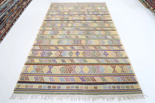 197 x 295 cm | Flat weaved Afghan Tribal Hand Knotted Carpet
