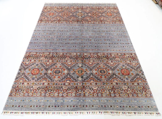 179 x 250 cm | Blueish Grey Afghan Tribal Hand Knotted Veg Dye Wool Carpet