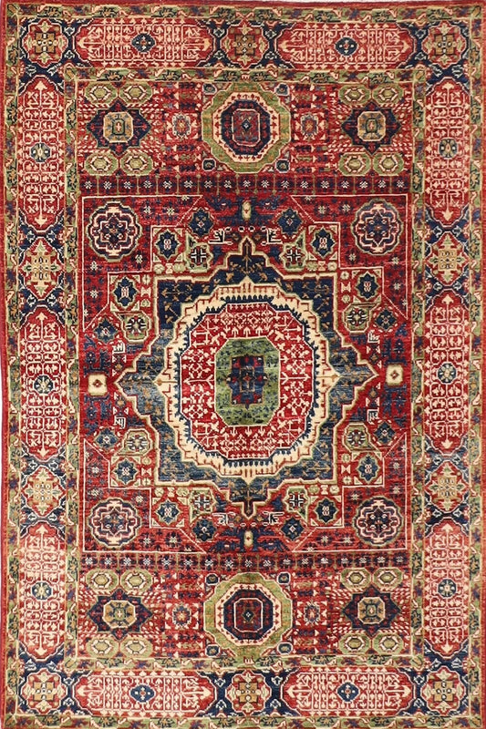 123 x 173 cm | Mamluk Afghan Tribal Hand Knotted Veg Dye Wool carpet