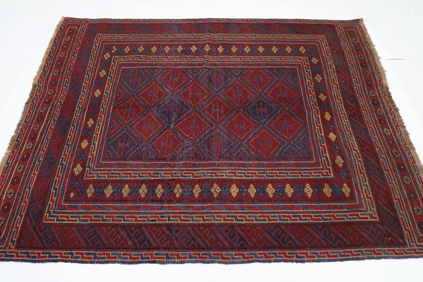 149 x 190 cm | Accent Afghan Tribal Hand Knotted Veg Dye Wool Carpet