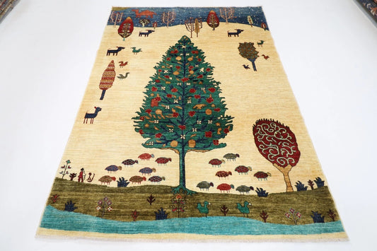 174 x 243 cm | Afghan Tribal Hand Knotted Veg Dye Wool Carpet