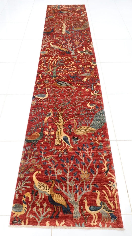 81 x 385 cm | Birds Afghan Tribal Hand Knotted Wool Runner
