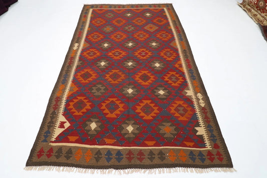 159 x 254 cm | Flat Weaved Afghan Tribal Hand Knotted Veg Dye Wool Carpet