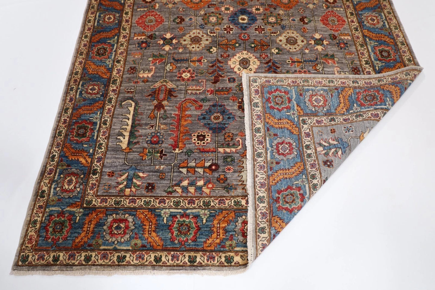 188 x 273 cm |  Bidjar Gray Afghan Tribal Hand Knotted Veg Dye Wool carpet