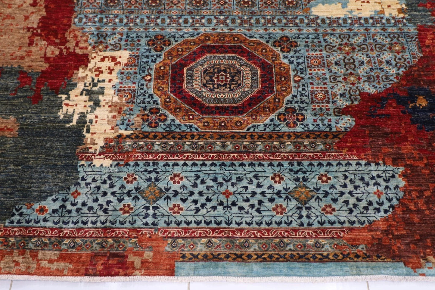 363 x 452 cm | Abstract Mamluk Afghan Tribal Hand Knotted Carpet