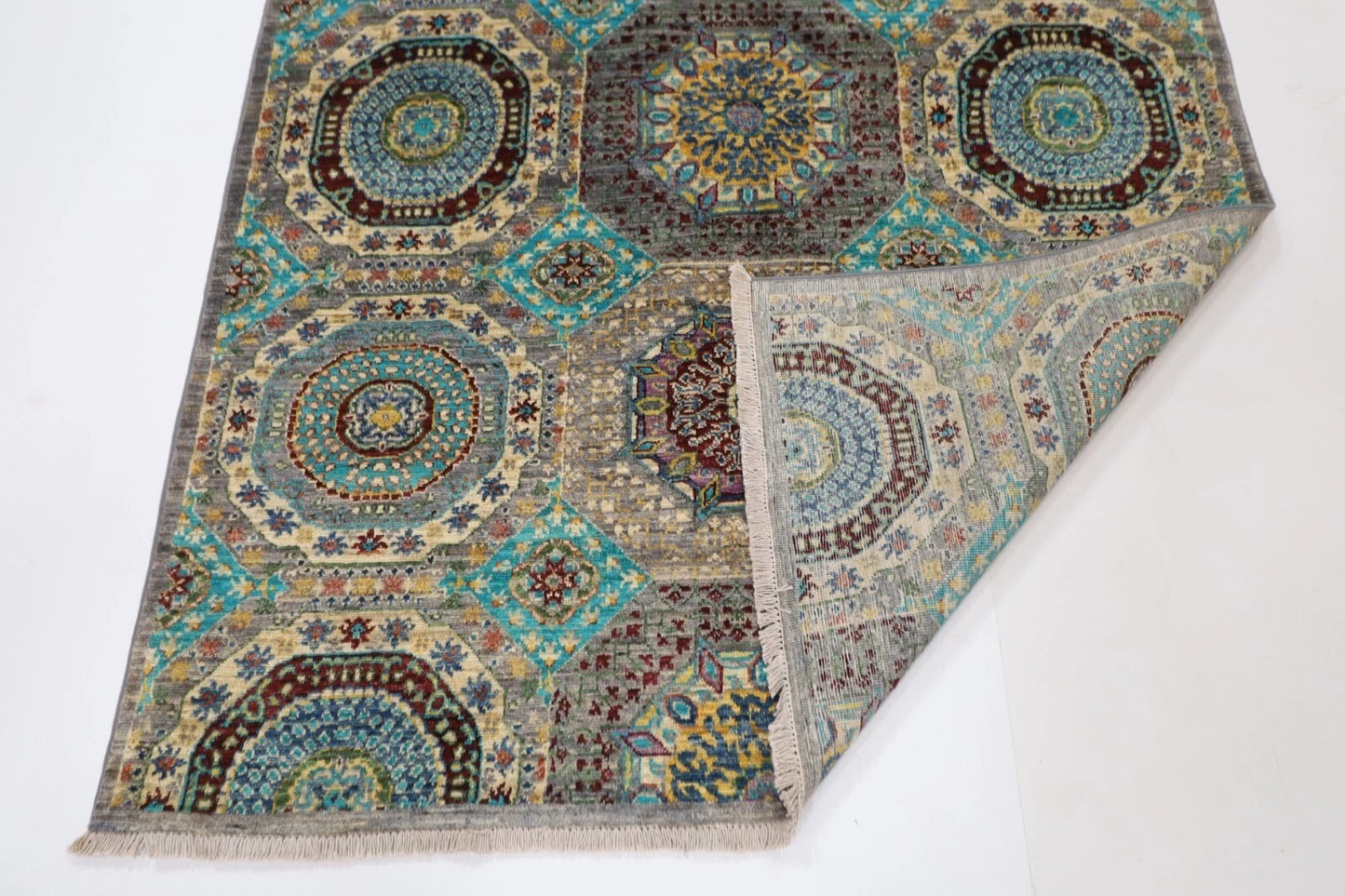 143 x 198 cm | Mamluk Afghan Tribal Hand Knotted Veg Dye Wool Carpet