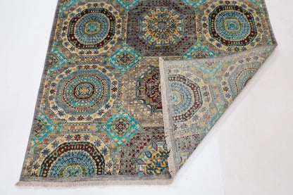 143 x 198 cm | Mamluk Afghan Tribal Hand Knotted Veg Dye Wool Carpet
