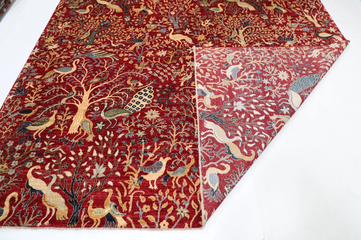 303 x 419 cm | Birds Red Afghan Tribal Hand Knotted Carpet
