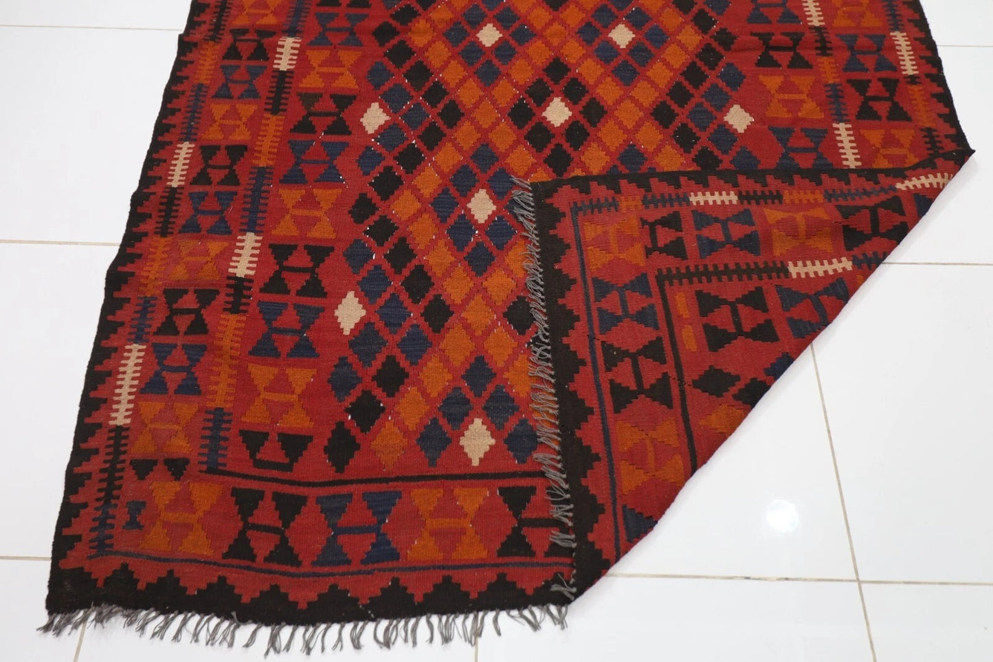 176 x 252 cm | Flat Weaved Afghan Tribal Hand Knotted Veg Dye Wool Carpet
