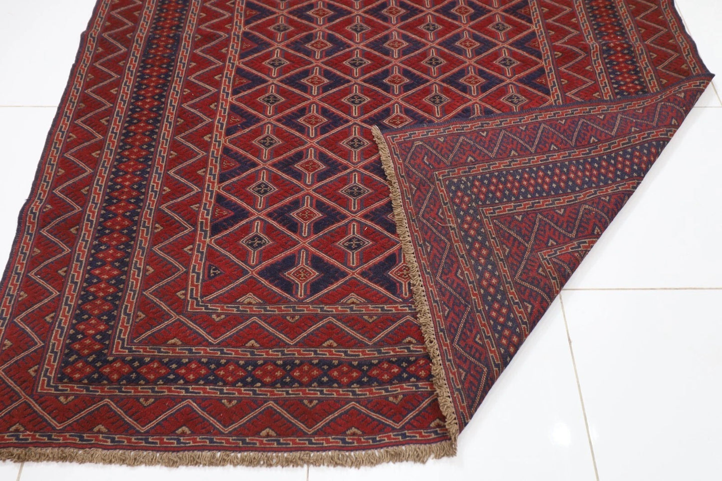 202 x 265 cm | Flat Weaved Carpet Kilim Afghan Tribal Hand Knotted Carpet