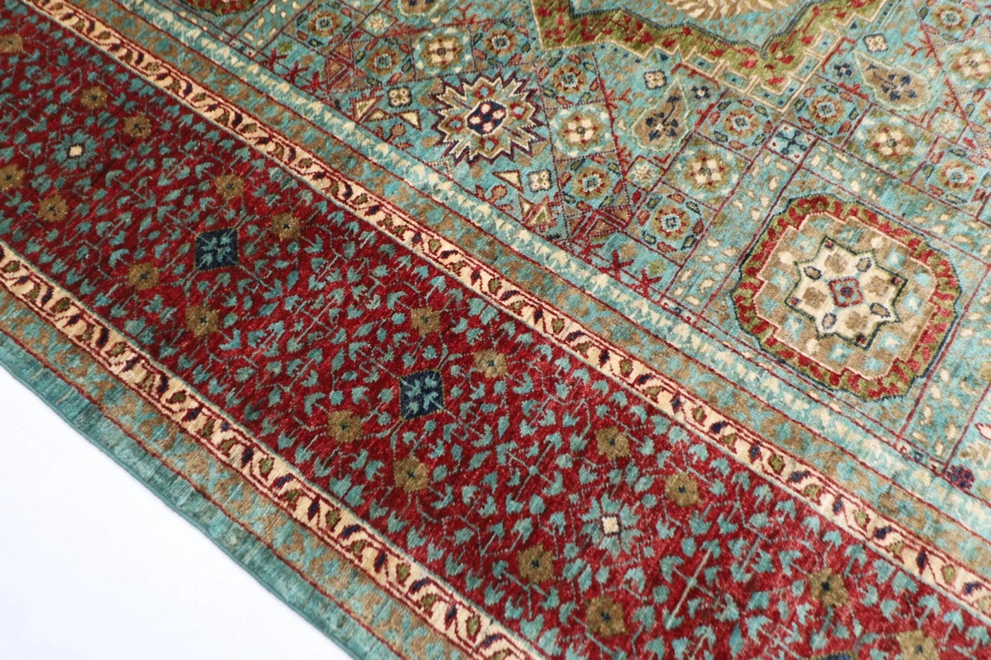 179 x 241 cm | Mamluk Afghan Tribal Hand Knotted Veg Dye Wool Carpet