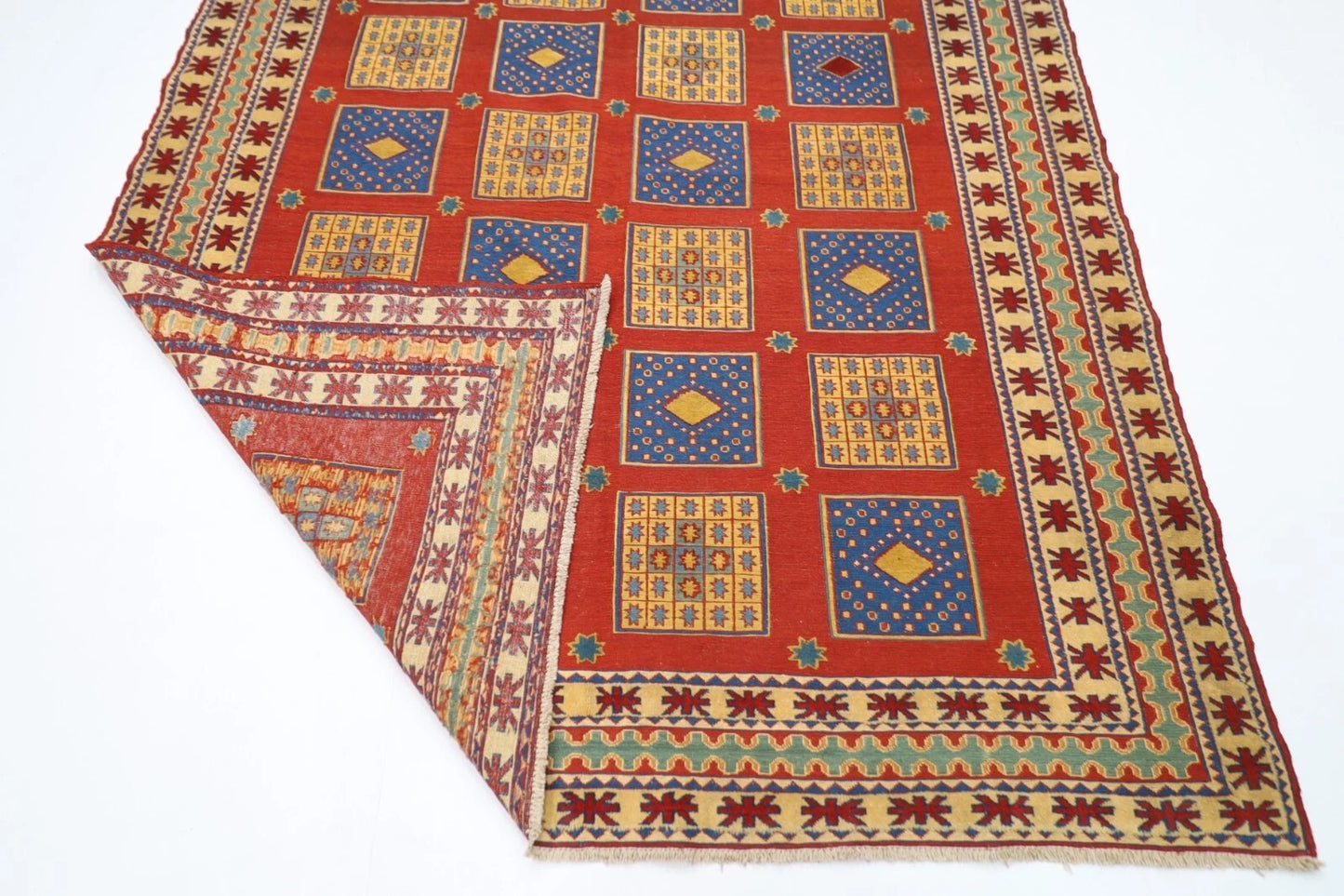 188 x 234 cm | Kilim Afghan Tribal Hand Knotted Veg Dye Wool Carpet