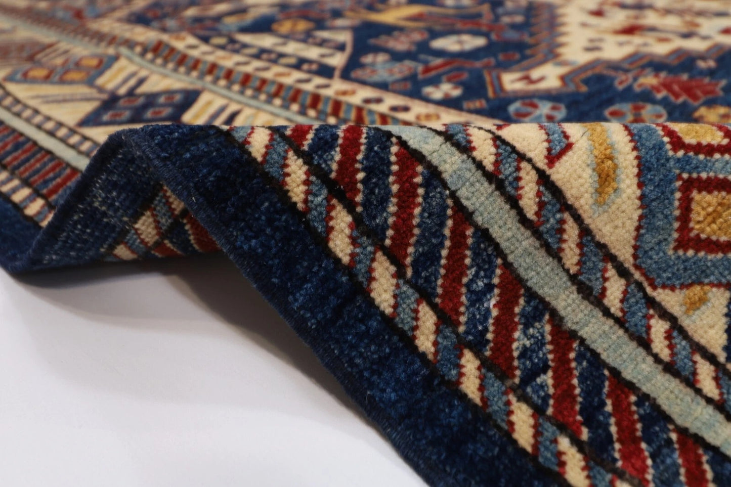 163 x 203 cm | Navy Afghan Tribal Hand Knotted Veg Dye Wool carpet