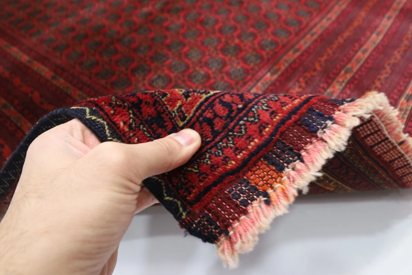 200 x 292 cm | Fine Mori Bokhara Afghan Tribal Hand Knotted Carpet