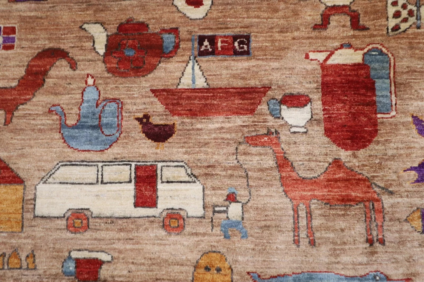 189 x 271 cm | Landscape Gabbeh Animal Afghan Tribal Hand Knotted Veg Dye Wool Carpet