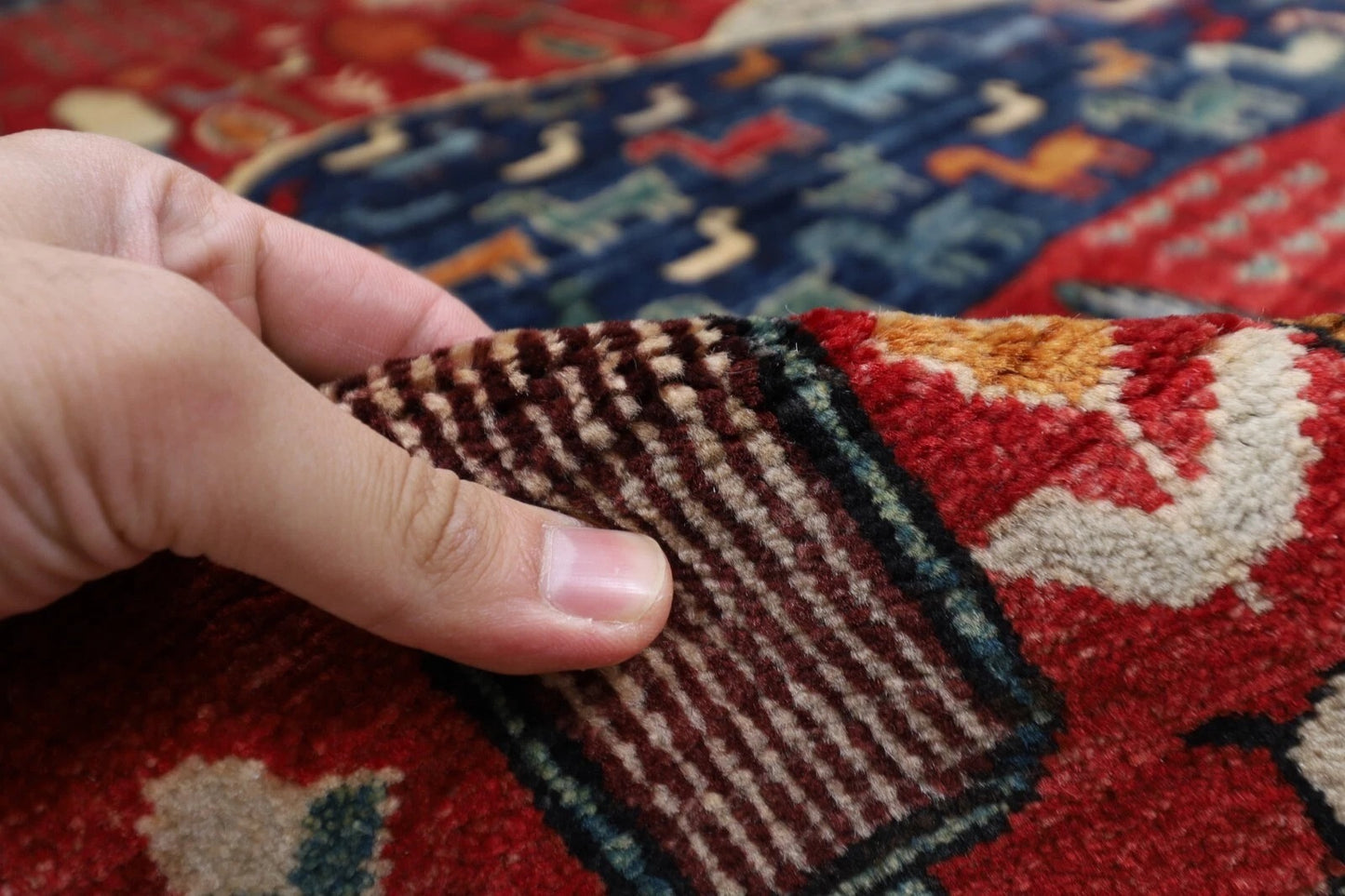 169 x 240 cm | Landscape Afghan Tribal Hand Knotted Veg Dye Wool Carpet
