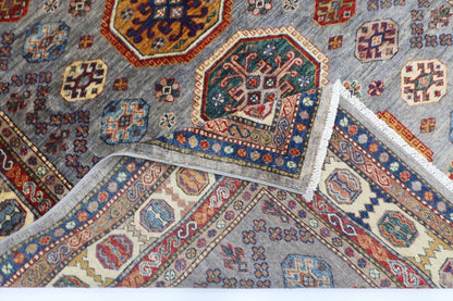 150 x 208 cm | Kazak Afghan Tribal Hand Knotted Veg Dye Wool carpet
