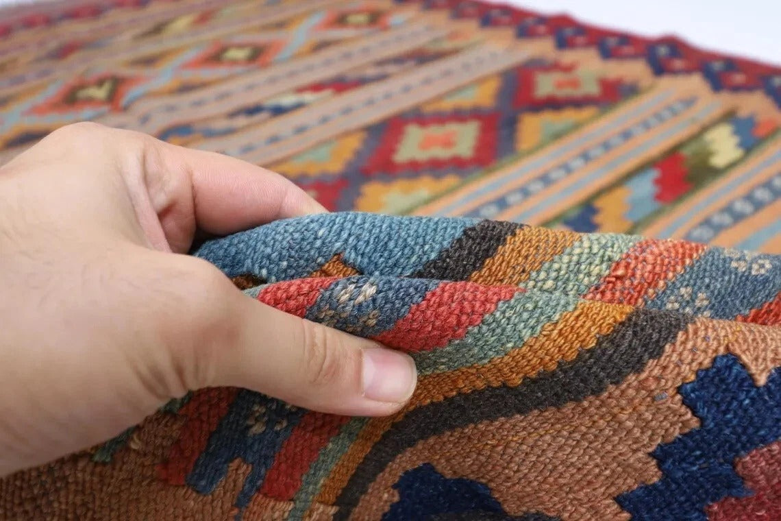 147 x 233 cm | Flat Weaved Afghan Tribal Hand Knotted Veg Dye Wool Carpet