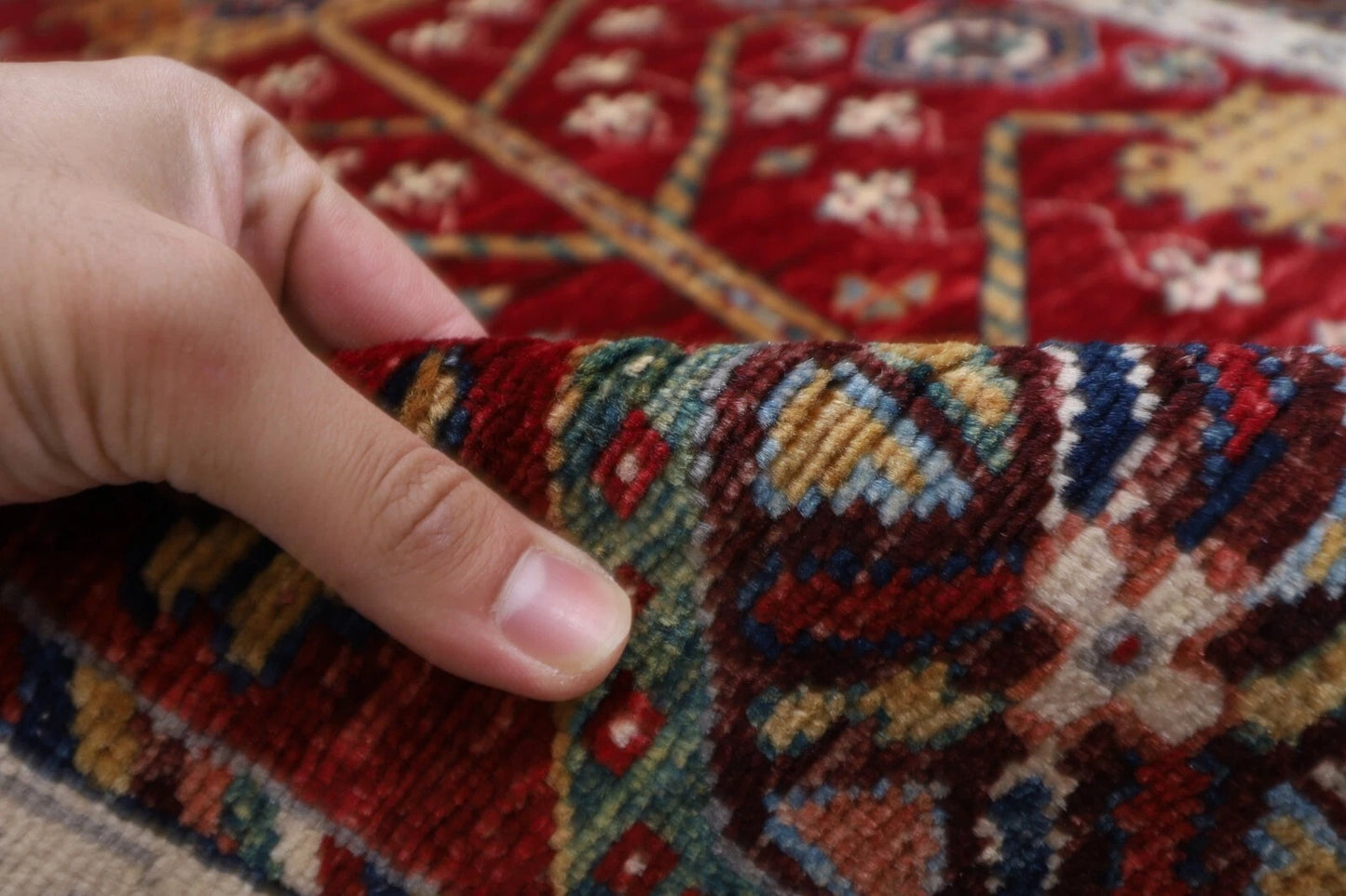 152 x 203 cm | Afghan Tribal Hand Knotted Veg Dye Wool Carpet