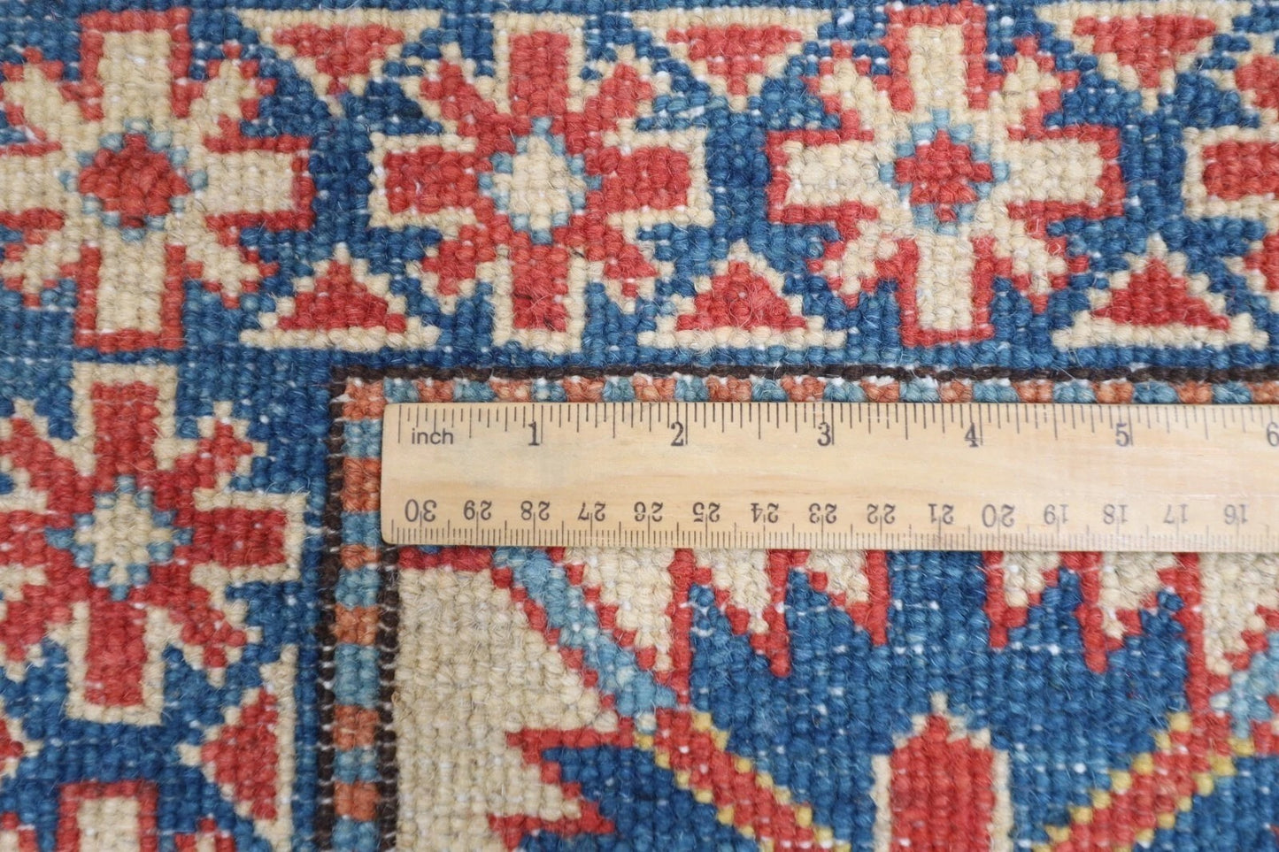 195 x 253 cm | Kazak Afghan Tribal Hand Knotted Veg Dye Wool Carpet