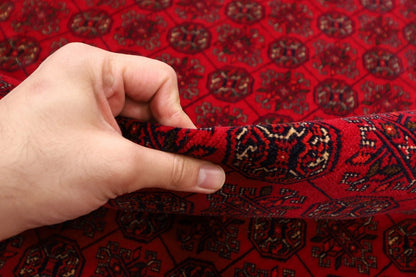 296 x 385 cm | Fine Bokhara Afghan Hand Knotted Carpet