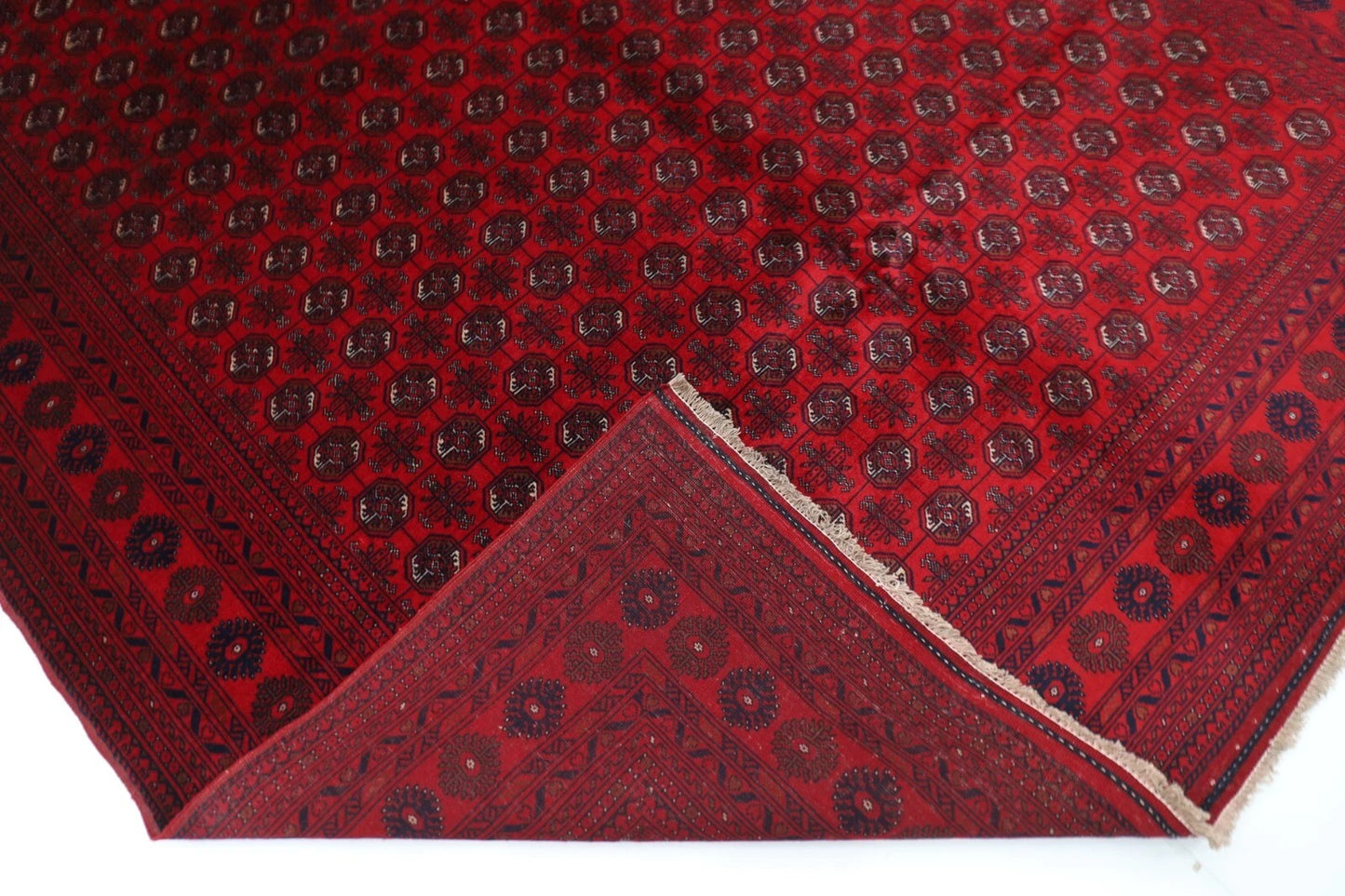 200 x 291 cm | Fine Mori Bokhara Afghan Tribal Hand Knotted Carpet