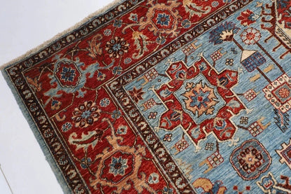 192 x 267 cm | Waziri Blue Afghan Tribal Hand Knotted Veg Dye Wool Carpet