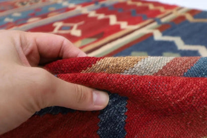 154 x 256 cm | Flat Weaved Afghan Tribal Hand Knotted Veg Dye Wool Carpet
