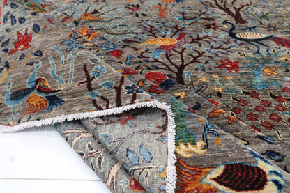 361 x 537 cm | Birds Afghan Tribal Hand Knotted Carpet