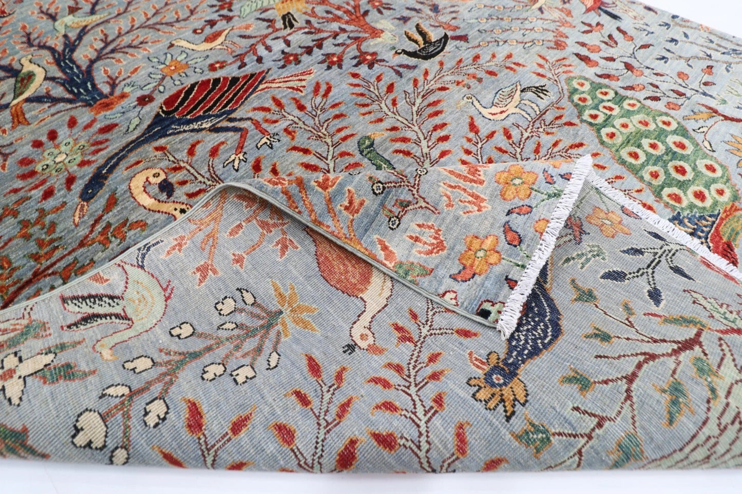 176 x 268 cm |  Birds Gray Afghan Tribal Hand Knotted Veg Dye Wool carpet